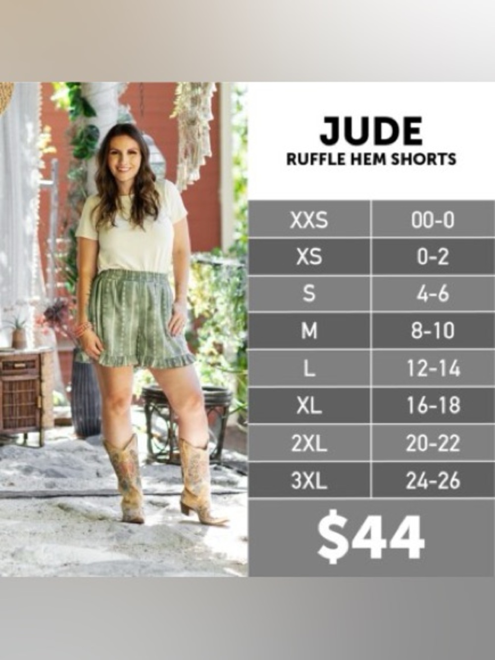 LuLaRoe Jude Ruffle Hem Shorts - Picture 5 of 5